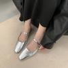 Pantuflas Baotou para Mujer Verano Otoño Nuevo Estilo Coreano Estilo Francés Estilo Noche Elegantes Plata Zapatos Individuales Sandalias de Tacón Grueso