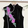 Estilo Antiguo Bordado Tridimensional Flor Cuentas Accesorios Hecho a Mano Lentejuela Parche Vestido Cheongsam Ropa Decoración Parche DIY