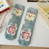 Calcetines de Coral de Dibujos Animados para Mujer, Lindos Calcetines Peludos de Media Pantorrilla, Calcetines Gruesos de Invierno Cálidos y que No Sueltan Pelo para Dormir en Casa