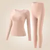 Conjunto de Roupa Térmica da Moda Outono e Inverno para Mulheres com Mangas Longas e Calças Longas, Roupa Térmica de Camada Base Slim Fit