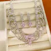 Collar de borlas de encaje con circonitas incrustadas de diamantes, cadena para la clavícula de nicho de lujo ligero, juego de joyería de moda dulce exquisito estilo palacio
