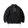 Sudadera de polar BLACKARMADA estilo retro americano, con media cremallera y cuello alto, prenda exterior unisex de corte holgado, LW8320