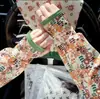 Moda Flor Mujer Nuevo Melocotón Protector Solar Manga de Seda Helada Holgada Estilo Coreano Versátil Conducción Montar al Aire Libre Protector de Brazo