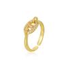Anillo Abierto de Diamantes Completos Ri de Oro de 18K Chapado en Cobre Retro Personalizado para Mujer Moda Elegante Moda Nariz de Cerdo Anillo de Comida