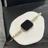 Compatible con la correa de reloj Apple de la generación 678910, correa de metal con cadena vaquera y espigas de trigo de doble fila para iWatch.