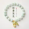 Pulseira de Calcedônia Jadeíta Natural Novo Estilo Chinês Coisas Boas Acontecem Pulseira com Borla de Amendoim Joias Estilo Chinês Item à Venda Atacado