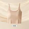 Regata curta de verão plus size sem costura invisível com bojo embutido para mulheres