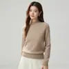 26 Otoño Invierno Nuevo Suéter de Cachemira 100% para Mujer Cuello Medio Alto Hombro Raglán Tejido Grueso Manga Larga Capa Base de Cachemira