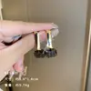 Exquisitos pendientes largos cortos con borlas incrustados de perlas y diamantes para mujer diseño de nicho de lujo ligero pendientes de lazo amor