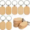 En stock 30 piezas de llavero de madera de haya combinación de 3 formas grabado láser redondo rectangular ovalado llavero
