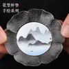 Posavasos Premium Pintados a Mano, Portavasos Florales Retro de Aleación de Aluminio, Posavasos Aislantes de Calor para Juego de Té Casero, Accesorios Creativos para Ceremonia de Té Kung Fu
