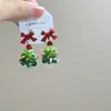 "Regalo de Navidad" Pendientes de Árbol de Navidad con Lazo que Crean Ambiente Modelo Nuevo 2025 Accesorios Navideños de Lujo Ligero de Alta Gama