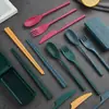 Amazon Set de Cubiertos Plegables de Paja de Trigo para Exteriores: Cuchara, Tenedor, Palillos, Cuchillo para Fruta, Cubiertos Portátiles para Viaje