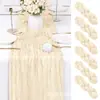Amazon Transfronterizo Caminero de Mesa de Tela Arrugada Estilo Bohemio Gasa Retorcida Arrugada Decoración para Boda Fiesta Caminero de Mesa