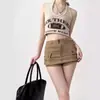 Falda vaquera de moda para mujer, verano, petite, anti-exposición, línea A, caqui, de cintura alta, corte ajustado, bodycon