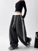 Calça Listrada Color Block Wide Leg Estilo Americano para Mulheres, Novidade Primavera 2026 Cintura Alta Solta Emagrecimento Reta Casual Comprimento Total