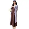 Conjunto Nuevo de Maternidad Estilo Perezoso Primavera/Verano 2026: Vestido Camisola de Punto Simple para Maternidad + Cárdigan con Protección Solar