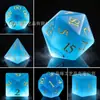 Grupo de Juego de Rol Dnd Juego de 7 Dados para Juego Coc Dnd Rpg D6 D20 Azul Marino Mate Letras Doradas Cristal K9