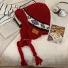 Chapéu de tricô versátil estilo coreano com abas para as orelhas, chapéu de lã estilo japonês com punho pequeno, chapéu quente feminino para outono e inverno, versátil e moderno, com forro de pelúcia