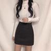 Saia de Lã Feminina Curta Estilo A-Line Justa ao Corpo, Estilo Pequeno Elegante, Nova Coleção Outono/Inverno 2025 Dongdaemun, Coreia do Sul