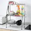 Prateleira de Armazenamento para Cozinha e Banheiro aço inoxidável espessado cor prateleira de temperos multicamada óleo, sal, molho e vinagre prateleira de organização de armazenamento de três camadas para cozinha
