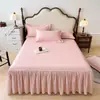 Novo modelo 2026 saia de cama de solteiro escovada 100% algodão, conjunto de peça única de três peças, conjunto de capa de edredom de quatro peças