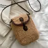 Diseño de Nicho Bolso de Felpa de Lana de Cordero Lindo Estilo Nuevo Otoño/Invierno Bolso para Mujer Popular Bolso Cruzado Bolso Peludo para Teléfono