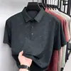 Camiseta Masculina de Seda de Manga Curta 2026 Verão Nova Camisa Polo de Meia Manga de Seda Gelada para Pais de Meia-Idade e Idosos