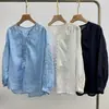 ¡Magnolia! Camisa Bordada Xiangyun Estilo Chino Lino de Alta Gama Bordada Verano 2026 Nuevo para Mujer H042219