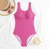 Traje de baño de una pieza de nuevo estilo para mujer, sexy, ajustado, color liso, simple, exportación europea y americana, sin espalda, traje de baño casual para aguas termales