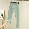 Ropa interior térmica de terciopelo sin costuras para mujer, mallas forradas de polar, ropa de otoño e invierno para mujer, calzones de color liso, pantalones cálidos ajustados de talla grande