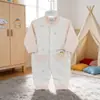25 macacão de bebê de primavera e outono algodão lã sem costura desenho animado roupas de bebê para escalar gola com dedinhos para vestir 66~80#