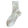 Calcetines de tubo suxinaimin primavera y verano blanco lechoso azul calcetines de tubo ins letras bordadas calcetines de felpa a rayas moda