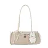 Bolso baguette de encaje con lazo de moda para mujer, bolso cilíndrico fresco de nicho, bolso pequeño de moda versátil de un solo hombro para llevar debajo del brazo