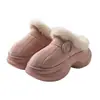 Pantuflas de algodón cálidas, gruesas, con suela antideslizante, para aumentar la altura, para mujer, nuevo estilo Otoño/Invierno 2026, para personas bajas, pantuflas de felpa para mujer, se pueden usar afuera