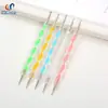 Caneta de ponta com haste espiral de dupla extremidade para nail art, Caneta de flor de ponta de haste de cristal, Conjunto de 5 canetas para nail art, Ferramenta de ponta para nail art