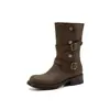 Nuevas botas Martin con hebilla de cinturón de otoño e invierno, botas Melard, botas de mujer con tacón grueso de 4 cm, botines de punta redonda, botas de mujer versátiles de doble uso