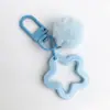 Chaveiro Colorido de Estrela de Cinco Pontas com Bolinha de Pelo, Fivela, Pingente para Bolsa, Chaveiro Fresco DIY, Acessórios Fofos de Pelúcia, Atacado