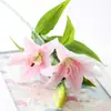 Flor de lirio de goma suave individual para el hogar, boda, escritorio, arreglo floral artificial, ramo de flores artificiales, tacto, decoración de sala de estar, decoración