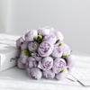 Rosa Artificial de 27 Cabezas Atada a Mano Flor Artificial Camelia Ramo Pequeño Juego de Flores Falsas Decoración para el Hogar Ramo