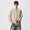 Suéter de Gola Alta Meia-Calça Cor Sólida de Pelo de Vison para Homens, Tricô Quente Botonê Estilo Preguiçoso de Inverno, Roupa de Baixo Casual Tendência para Casais