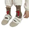 Calcetines de Coral Fleece Oso Pequeño para Mujer, Calcetines Lindos de Dibujos Animados hasta la Pantorrilla, Calcetines Gruesos y Suaves Calientes de Invierno, Calcetines para Dormir que no Sueltan Pelusa