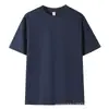 Camiseta de algodón chino de alta gama personalizada, algodón romano, manga corta para hombre, agradable para la piel y transpirable, cuello redondo, color liso, adecuada para primavera y otoño como capa base