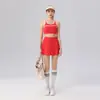 Saia Curta Casual de Badminton Estilo Novo 2025 com Shorts de Segurança, Color-Blocking, Emagrecedora, Cintura Alta para Mulheres, Adequada para Golfe e Tênis