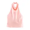 Fabricante Mayorista de Ropa para Mujer Transfronteriza Moda Femenina Estilo Europeo y Americano Nuevo 2025 Top Halter Sexy de Satén