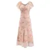 Vestido Rosa de Verão Feminino com Estampa Média Estilo Europeu e Americano 2026 26505 Cor da Foto Mistura de Fibra Sintética