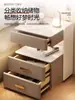 Mesita de Noche Inteligente para Uso Doméstico en el Dormitorio, Gabinete Multifuncional con Carga Inalámbrica e Iluminación, Mesita de Noche de Almacenamiento de Madera Maciza de Lujo Ligero