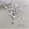 Material para uñas con purpurina de concha rota irregular blanca pura estilo japonés, polvo de brocado de nube ultrafino, perla, material para uñas DIY