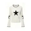 Suéter Tejido de Punto con Cuello Redondo y Estrellas Estilo Coreano Ins para Otoño Temprano Mujer Nuevo Estilo 2026 Top Tejido Adelgazante Mujer Otoño