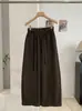 KEKEZOON Algodón Lavable Elástico Cintura Alta Color Sólido Holgados Pantalones Globos Cordón Casual Pierna Ancha Pantalones Largos 9327